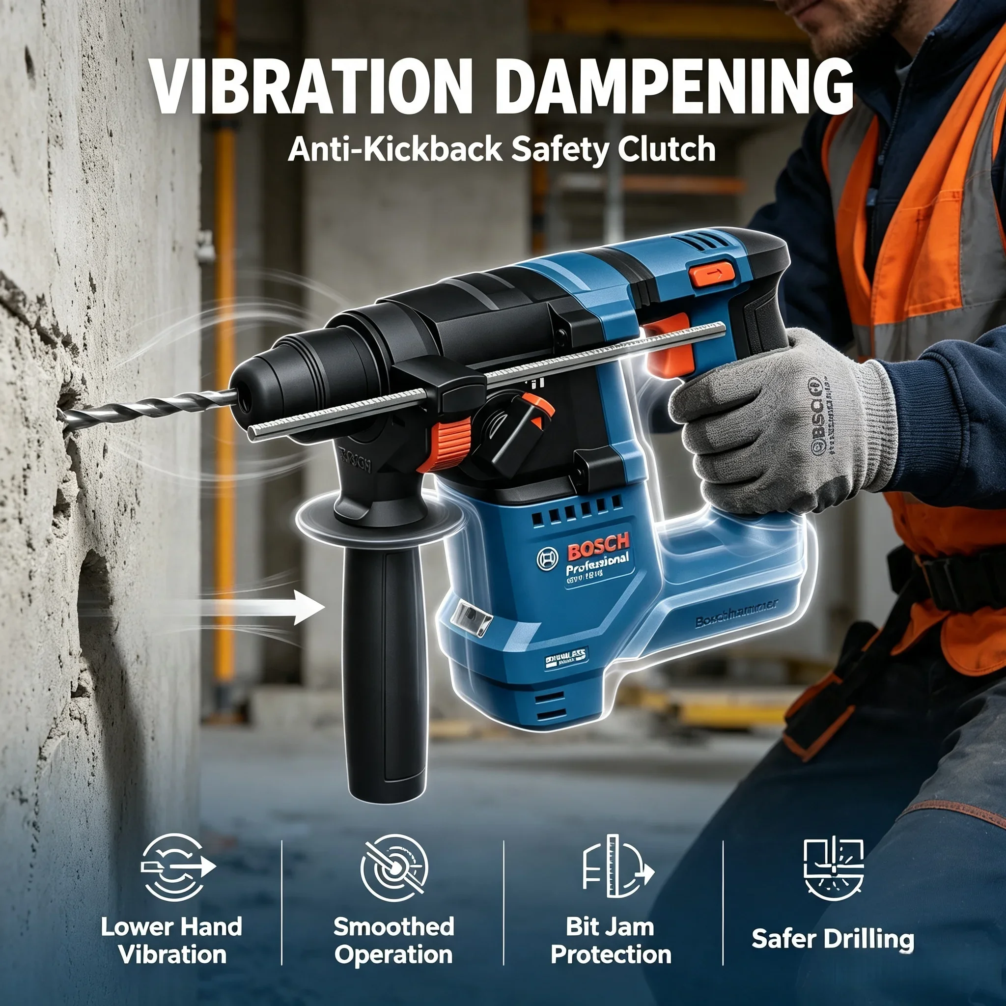 Power Tools Plus - Беспроводной перфоратор Bosch GBH 18V-18, профессиональный