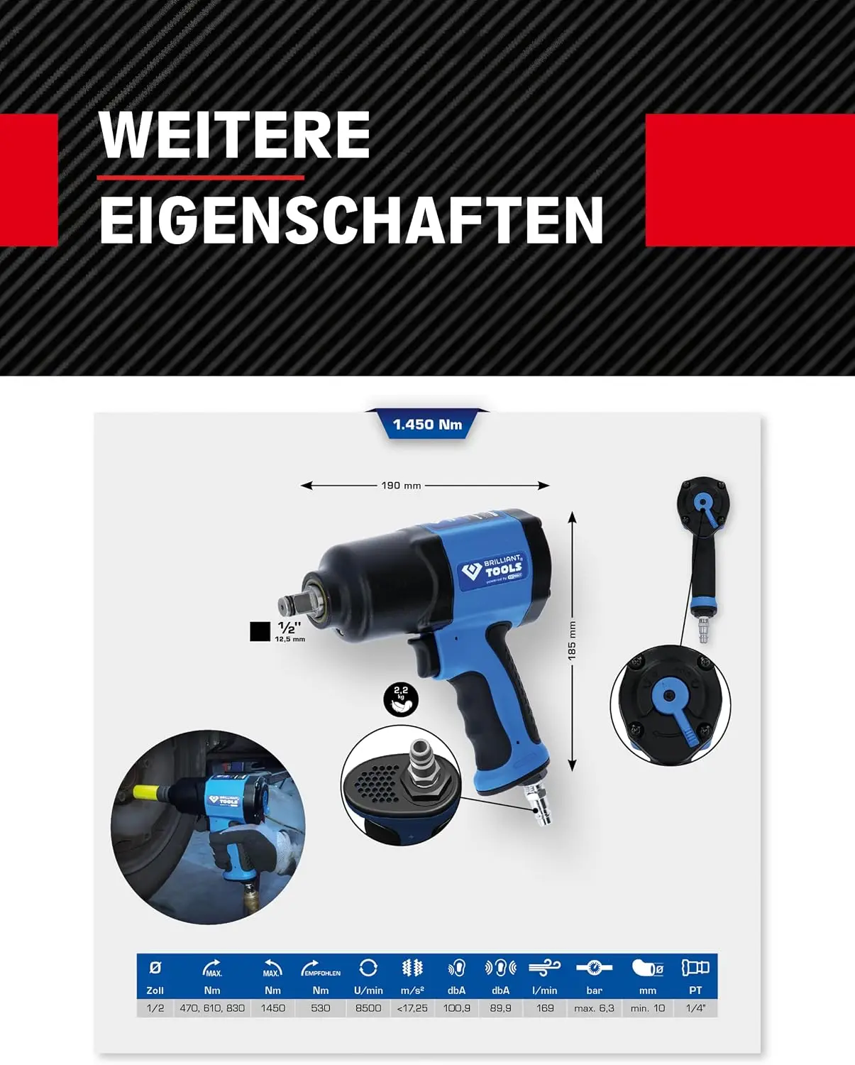 BT160100 Пневматический ударны – обзор и цена Power Tools Impact Wrench